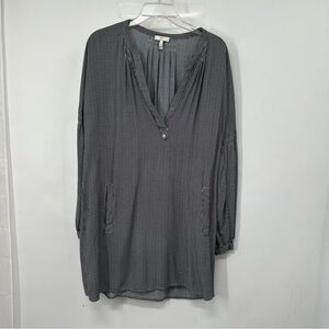 Joie Size M  L/S gray and White Geo Pattern Mini  Dress with Side Pockets